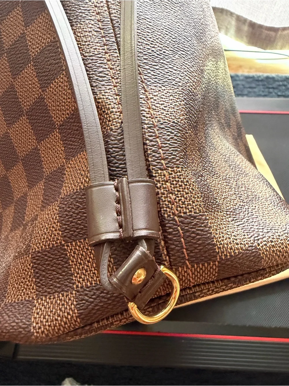 Preloved Authentic Louis Vuitton Damere Ebene Neverfull MM W/Dustbag Very Clean
